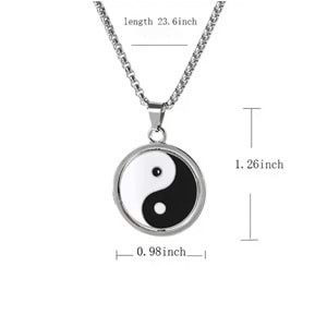UNISEX ÇELİK YİN YANG KOLYE 60 CM-GÜMÜŞ ACR5397