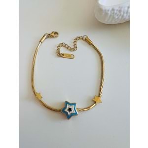 YILDIZ MİNELİ ÇELİK BİLEKLİK 17+6 CM-GOLD ACR5446