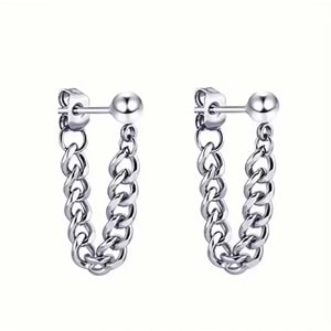 ERKEK ÇELİK ZİNCİR KÜPE-GÜMÜŞ RENK ACR5495