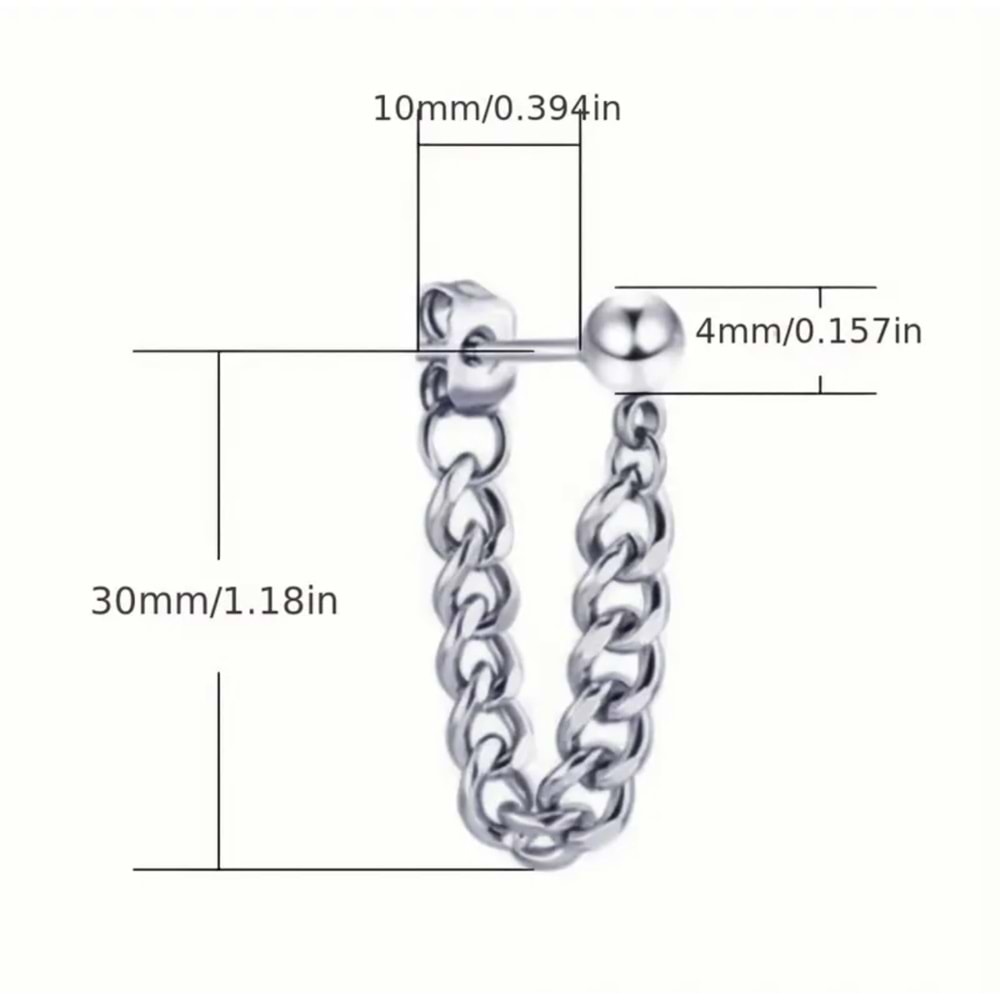 ERKEK ÇELİK ZİNCİR KÜPE-GÜMÜŞ RENK ACR5495