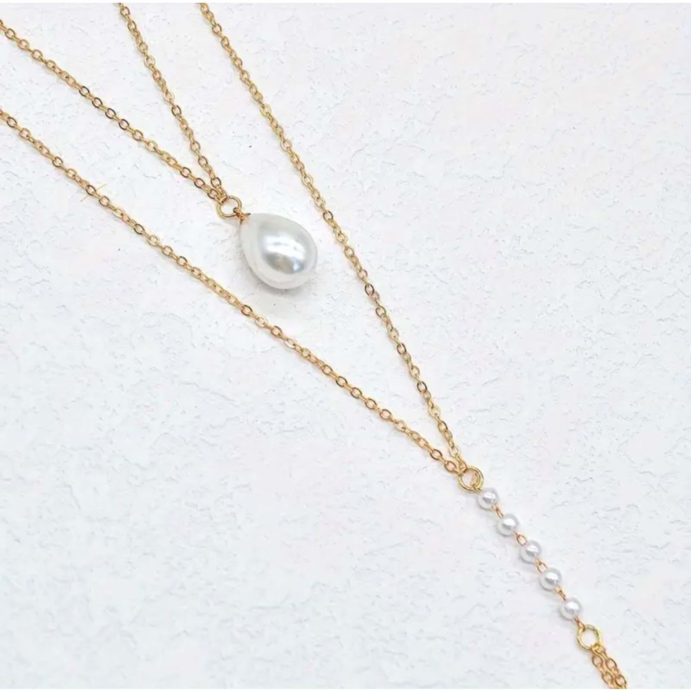 İNCİLİ DAMLA ŞIK VÜCUT ZİNCİRİ-GOLD RENK ACR5818