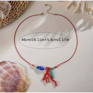 BONCUKLU, İPLİ BOHO TARZI MERCAN KOLYE ACR5826