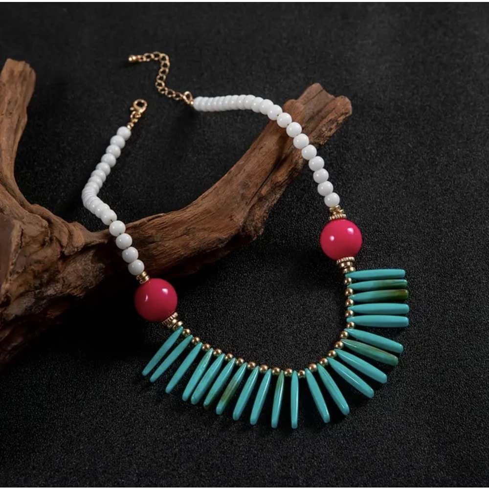 VİNTAGE BOHO TARZI BONCUK KOLYE ACR5828