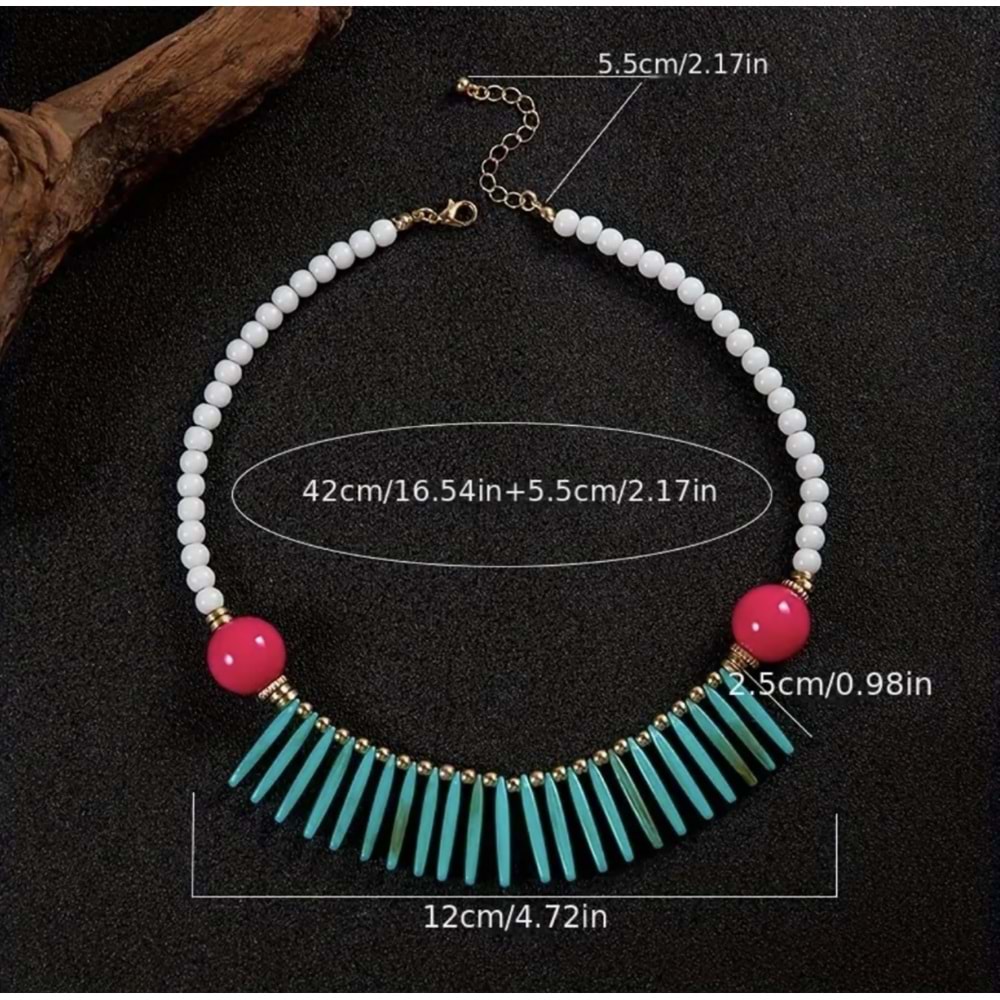 VİNTAGE BOHO TARZI BONCUK KOLYE ACR5828