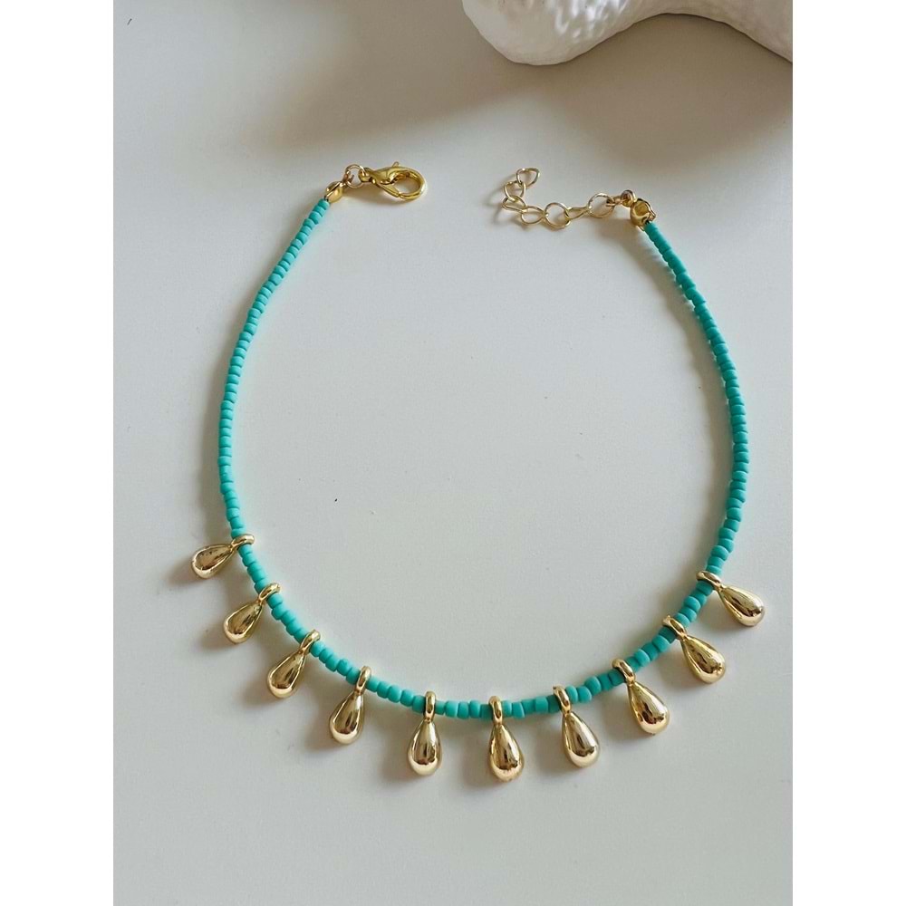 YEŞİL BONCUKLU DAMLA HALHAL 23+3 CM ACR5875