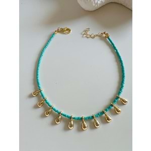 YEŞİL BONCUKLU DAMLA HALHAL 23+3 CM ACR5875