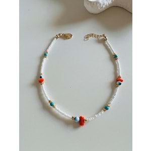 BEYAZ BONCUKLU GÖZ HALHAL 23+3 CM ACR5876