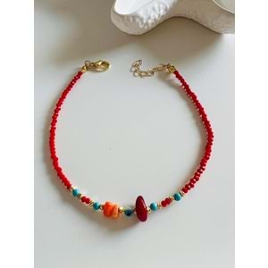 KIRMIZI BONCUKLU-RENKLİ HALHAL 23+3 CM ACR5880