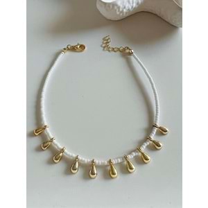 BEYAZ BONCUKLU DAMLA HALHAL 23+3 CM ACR5881