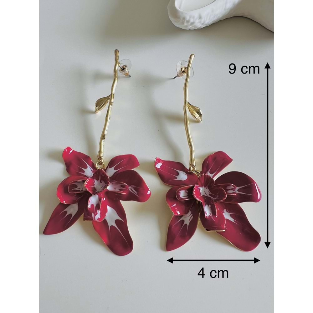 MARKA MODEL SALLANTILI PEMBE ÇİÇEK KÜPE-GOLD ACR5977