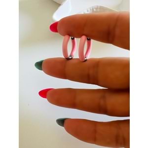 ÇELİK PEMBE MİNELİ HALKA KÜPE-GÜMÜŞ ACR6179