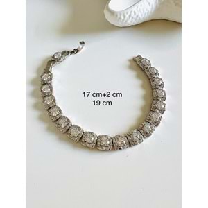 XUPING KARE ZİRKON TAŞLI BİLEKLİK 17+2CM-GÜMÜŞ ACR6238