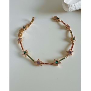 XUPING RENKLİ TAŞLI, YILDIZ BİLEKLİK 17+2 CM-ROSE RENK ACR6257