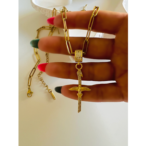 ÇELİK ANKA KUŞU KOLYE 60+6CM-GOLD RENK ACR6291