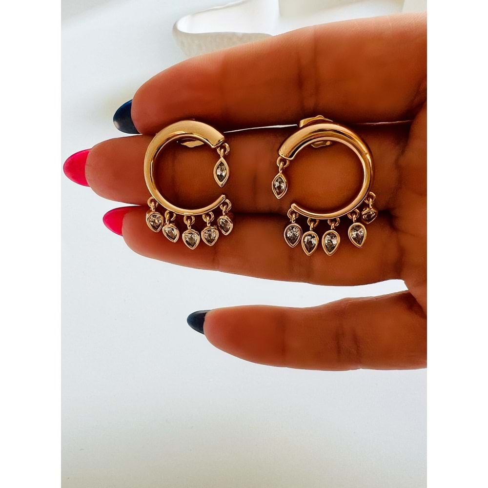 XUPING DAMLA TAŞ SALLANTILI KÜPE-ROSE RENK ACR6595