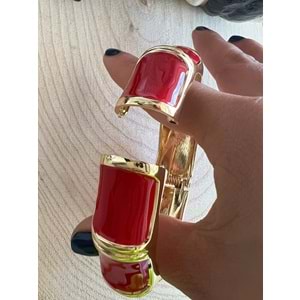 GOLD RENK KIRMIZI DESENLİ VİP KELEPÇE 18 CM ACR6622
