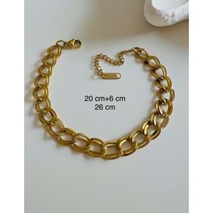 ÇELİK ZİNCİR BİLEKLİK 20+6CM-GOLD RENK ACR6675