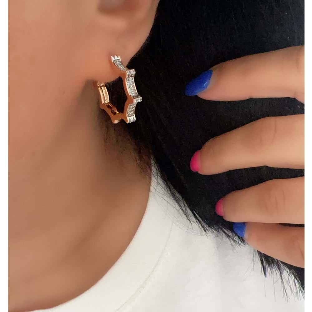 XUPING ZİRKON TAŞLI STAR KÜPE-ROSE RENK ACR6829