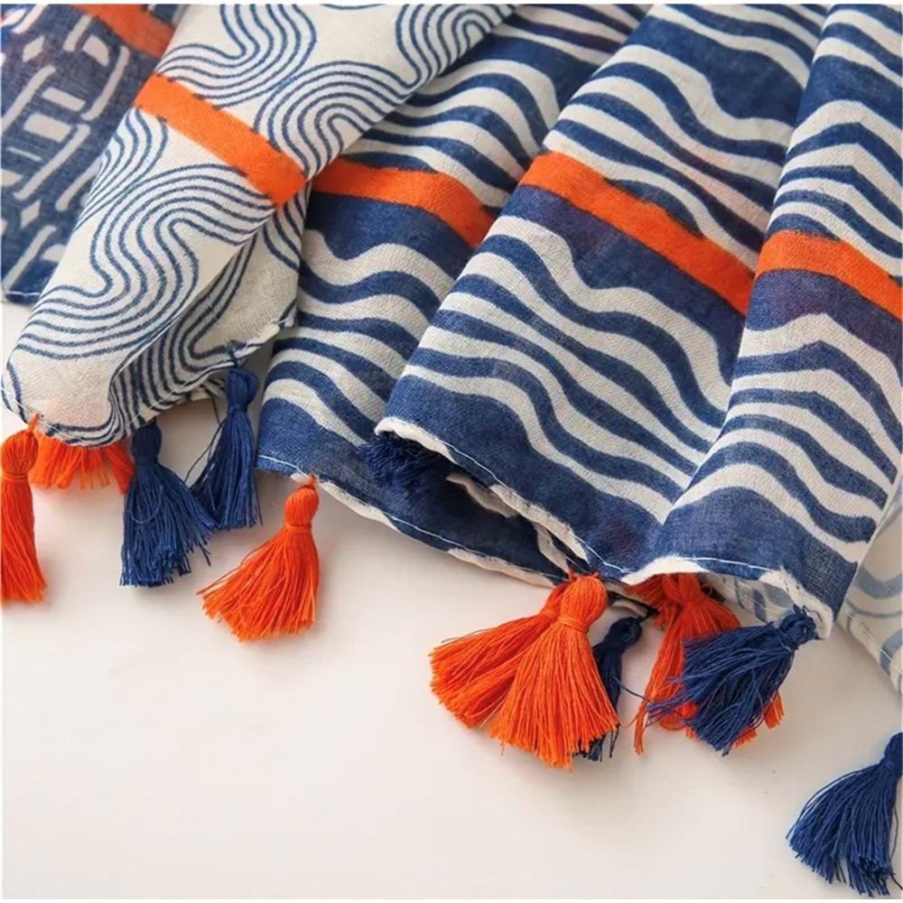 TÜM MEVSİMLER İÇİN MODAYA UYGUN, YUMUŞAK, PÜSKÜLLÜ DİKDÖRTGEN EŞARP, ŞAL ACR6840