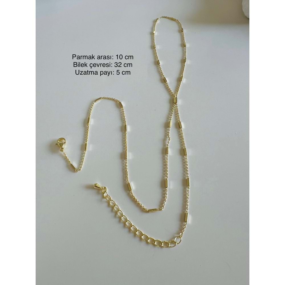 ÖZEL SERİ BİLEKTEN ÇİFT DOLAMALI, PIRILTILI ZİNCİR ŞAHMERAN-GOLD RENK ACR6934