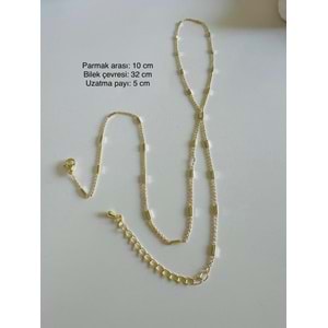 ÖZEL SERİ BİLEKTEN ÇİFT DOLAMALI, PIRILTILI ZİNCİR ŞAHMERAN-GOLD RENK ACR6934