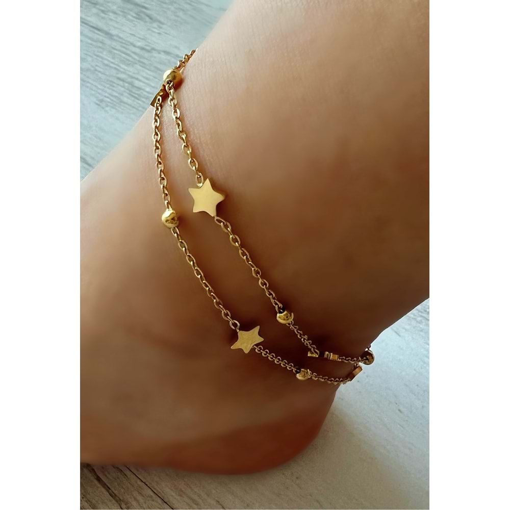 GOLD RENK İKİLİ YILDIZ ÇELİK HALHAL 21+6 CM ACR6956