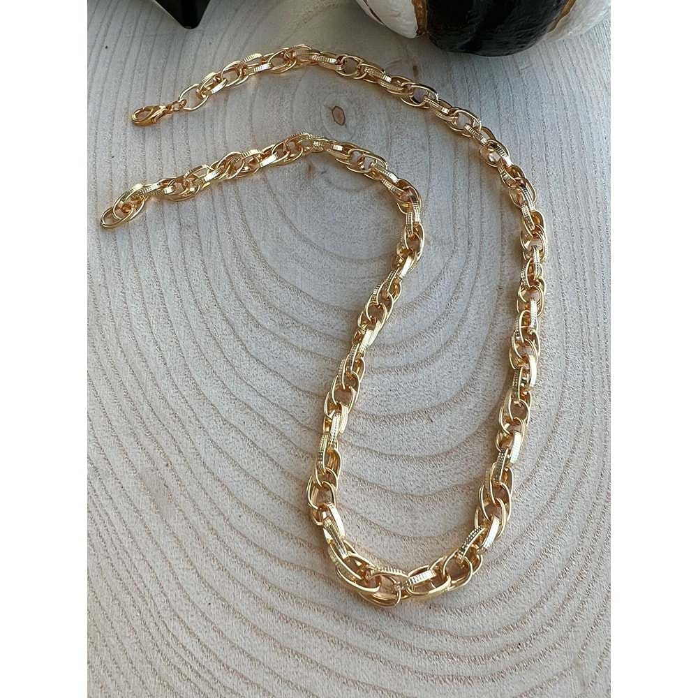 GOLD RENK İÇ İÇE GEÇME ZİNCİR KOLYE 45 CM ACR6962