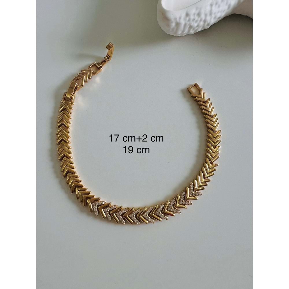 XUPING YARIM TUR TAŞLI V BİLEKLİK 17+2CM-ROSE RENK ACR6985