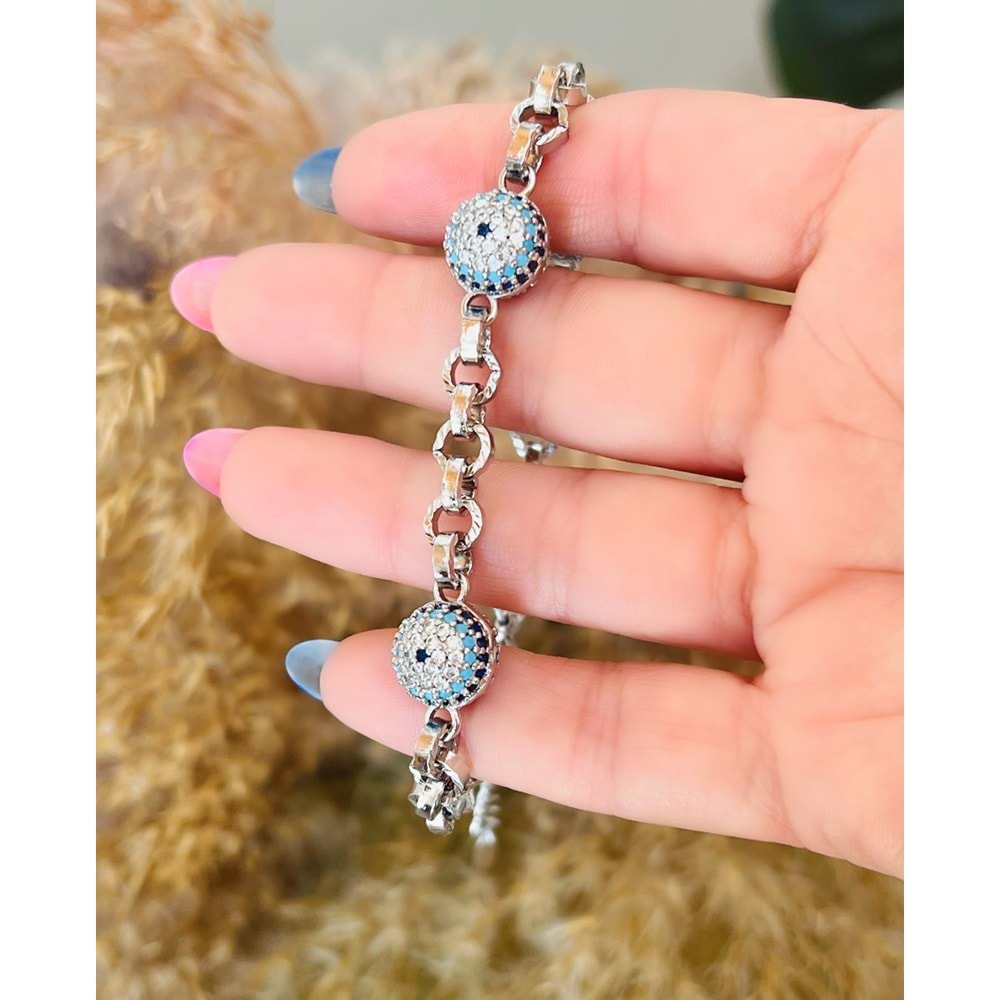 XUPING GÖZ BONCUK BİLEKLİK 18+4CM-GÜMÜŞ RENK ACR6992