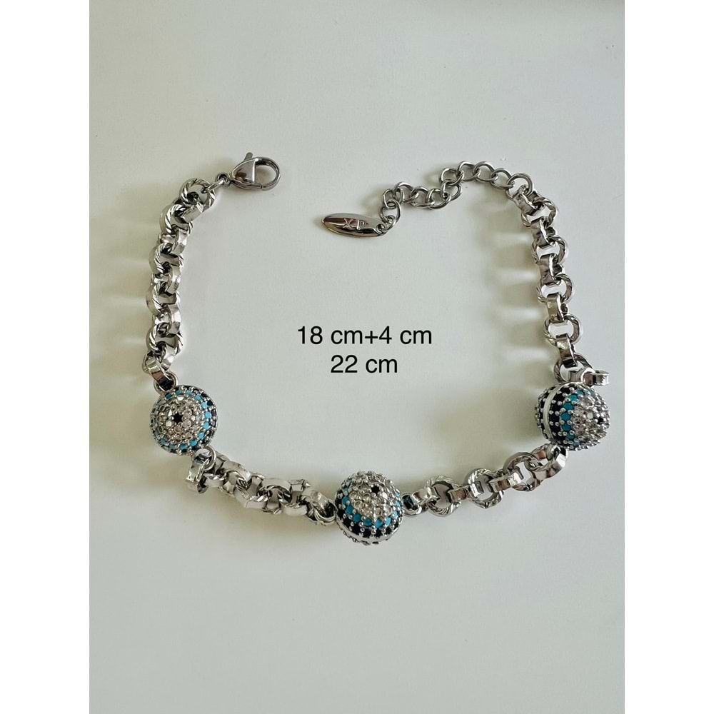 XUPING GÖZ BONCUK BİLEKLİK 18+4CM-GÜMÜŞ RENK ACR6992