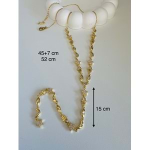 ÖZEL SERİ AY YILDIZLI-FATMA ANA ELİ Y KOLYE 45+7CM-GOLD ACR7082