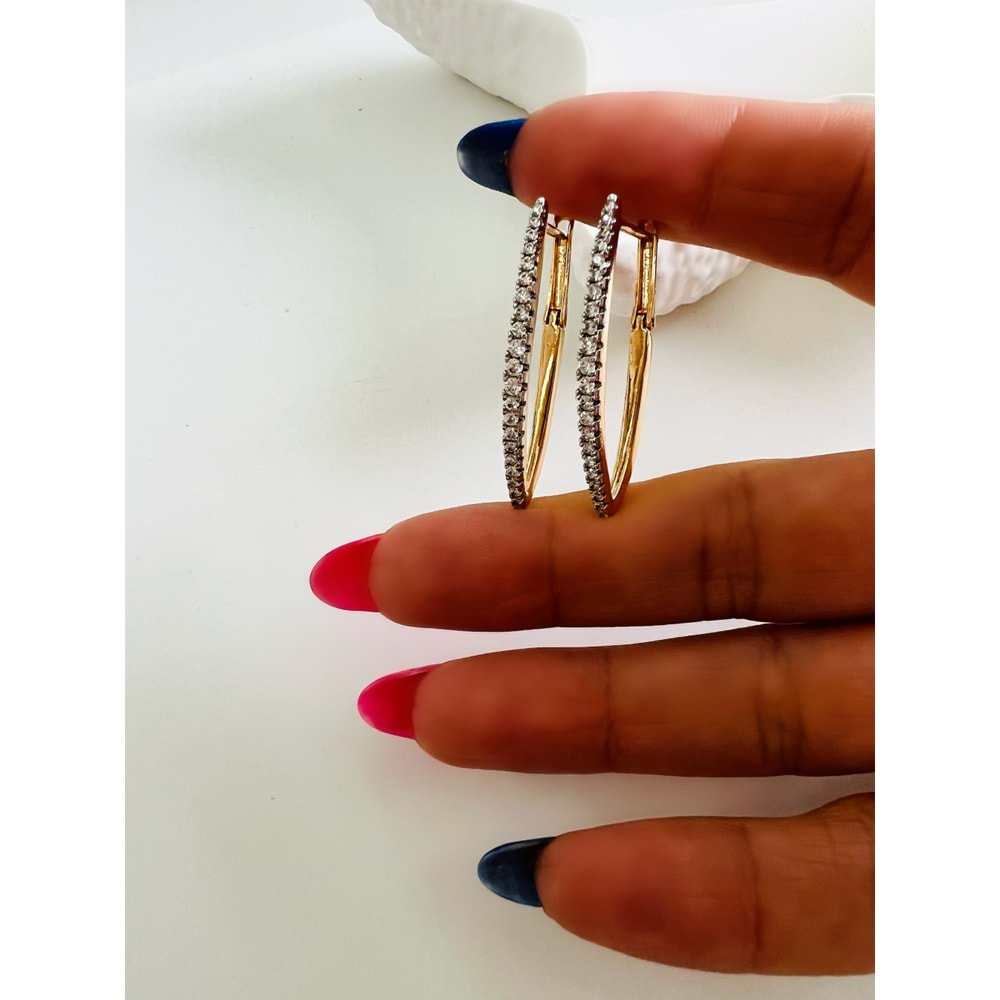 XUPING ZİRKON TAŞLI MEKİK KÜPE-ROSE RENK ACR7102