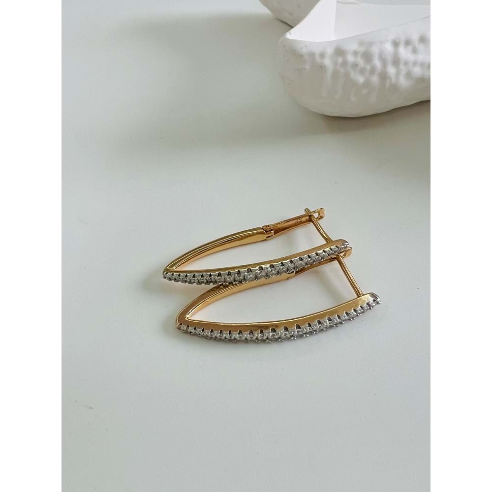 XUPING ZİRKON TAŞLI MEKİK KÜPE-ROSE RENK ACR7102