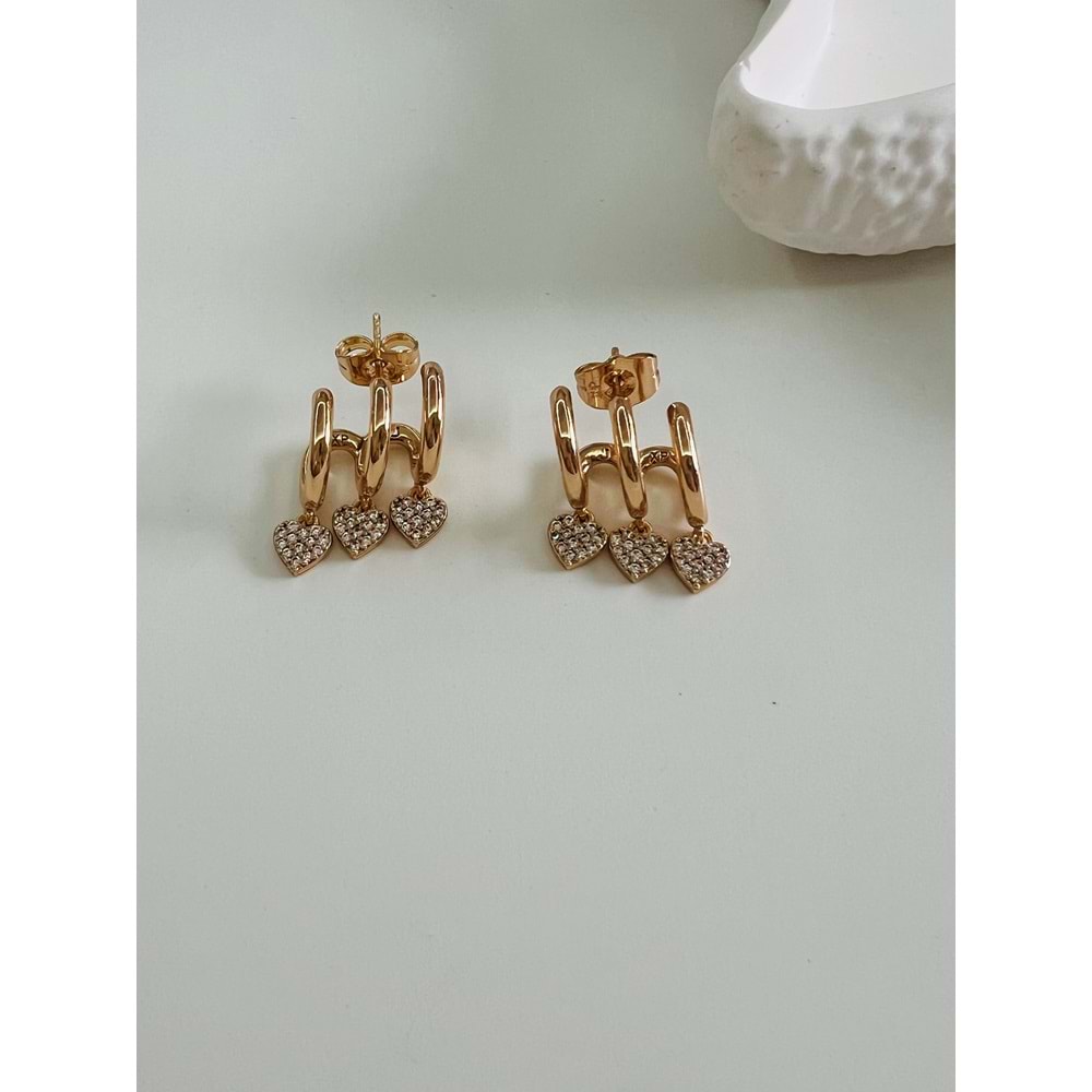 XUPING ÜÇLÜ GÖRÜNÜMLÜ, SALLANTILI KALP KÜPE-ROSE RENK ACR7118