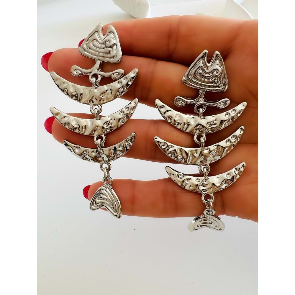 ÖZEL SERİ MARKA MODEL BONE KÜPE-GÜMÜŞ RENK ACR7297