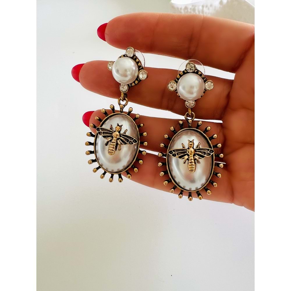 İNCİLİ, ARILI, TASARIM KÜPE ACR7309