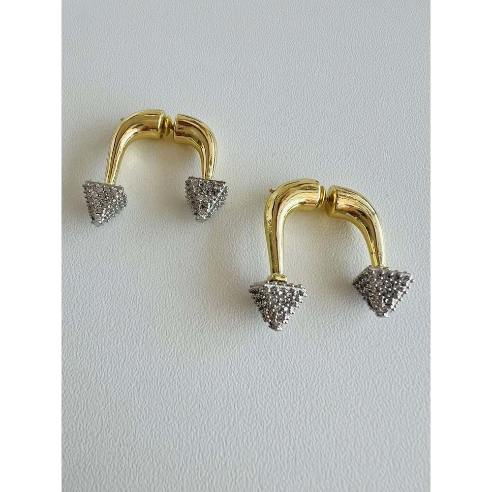 ÖZEL SERİ ÇİFT YÖNLÜ GOLD-GÜMÜŞ RENK KÜPE ACR7347