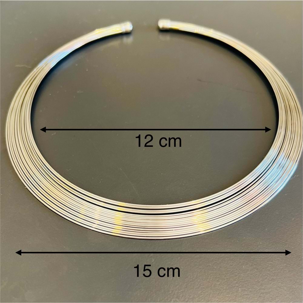 ÖZEL SERİ MARKA MODEL TEL TASARIM CHOKER KOLYE-GÜMÜŞ RENK ACR7477