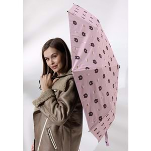 PEMBE RENK AYICIKLI 8 TELLİ, OTOMATİK AÇMA KAPAMA KILIFLI ŞEMSİYE ACR7502