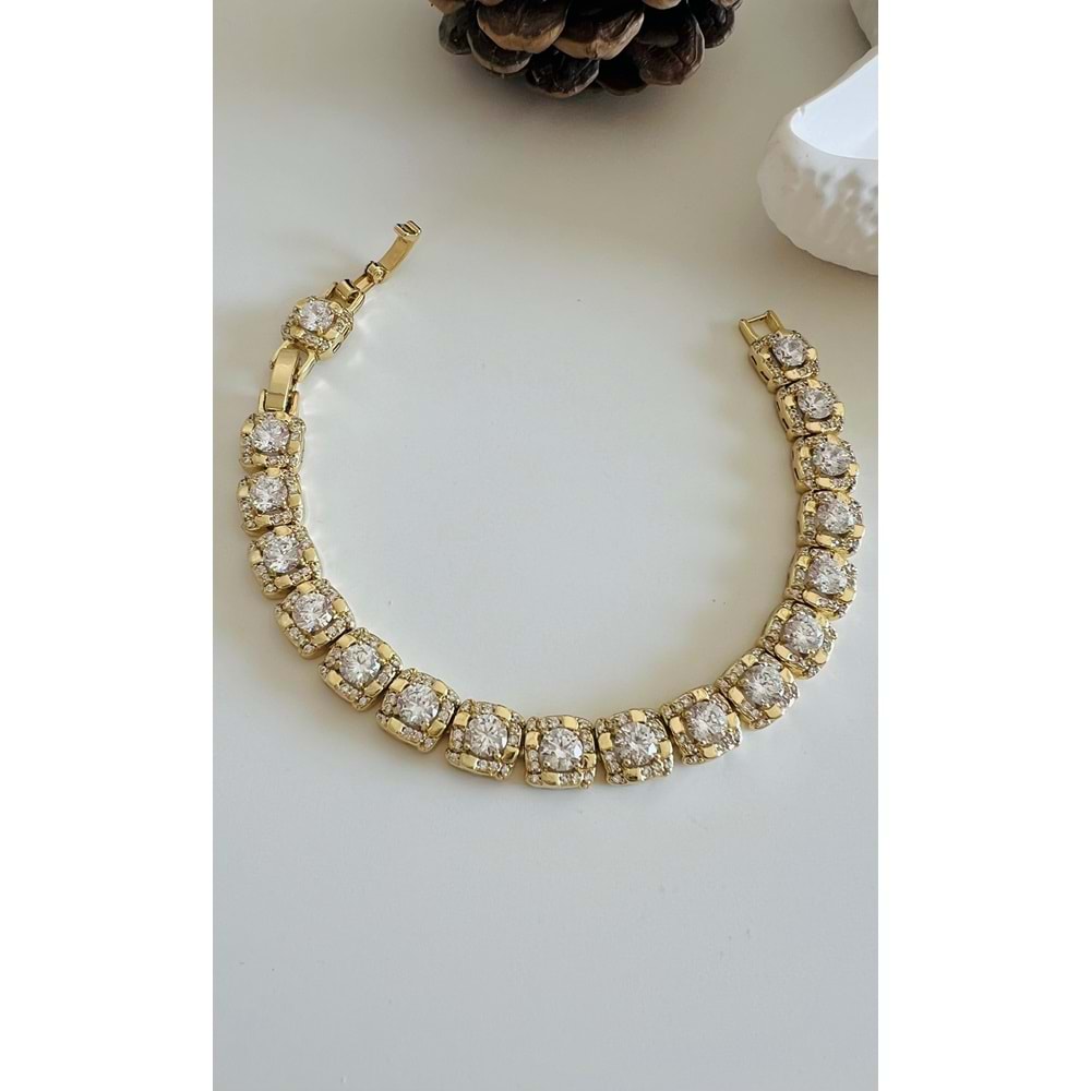 XUPING 14K KARE ZİRKON TAŞLI BİLEKLİK 17+1CM ACR7582