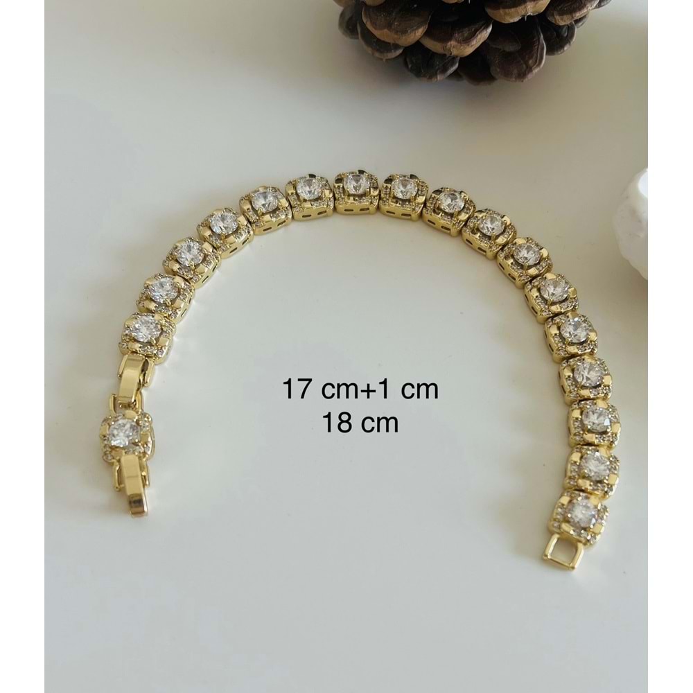 XUPING 14K KARE ZİRKON TAŞLI BİLEKLİK 17+1CM ACR7582
