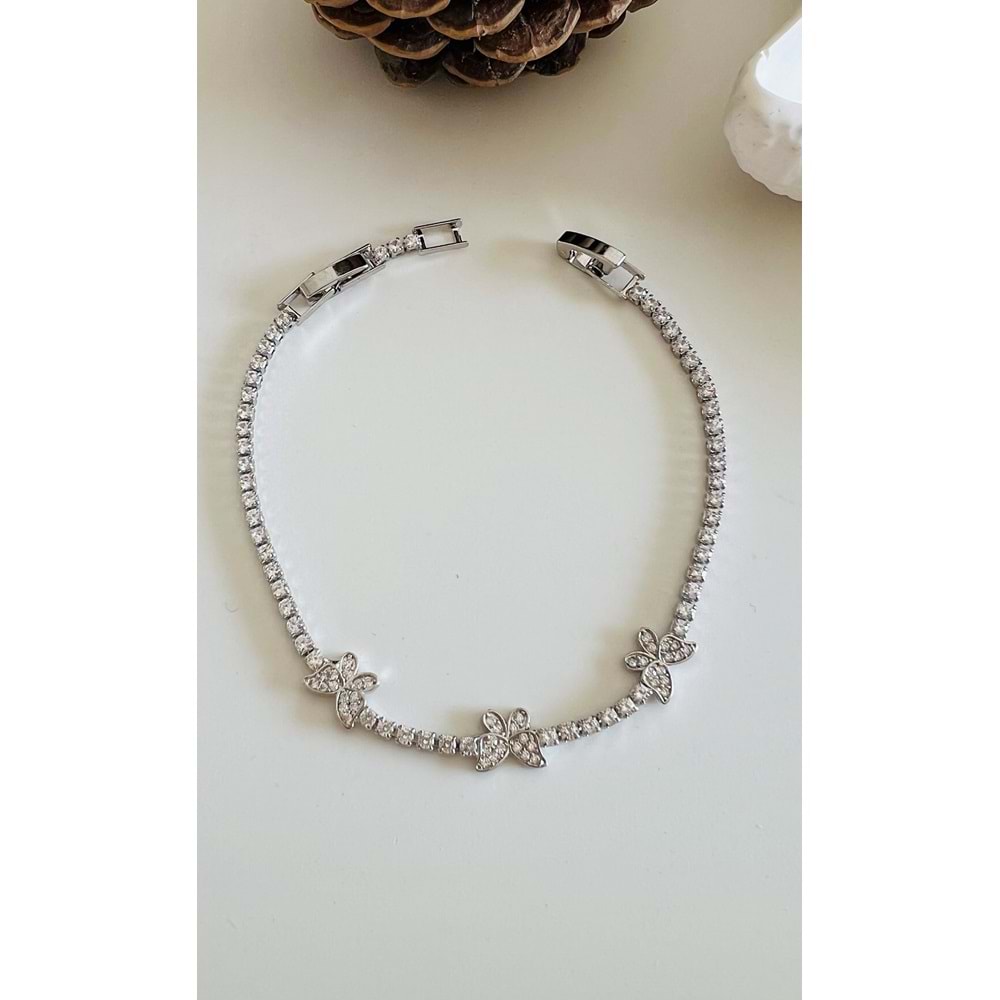 ÇELİK KELEBEKLİ SUYOLU BİLEKLİK-18+1CM-GÜMÜŞ RENK ACR7588