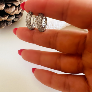 XUPING ZİRKON TAŞLI MİNİMAL HALKA KÜPE-GÜMÜŞ RENK ACR7602