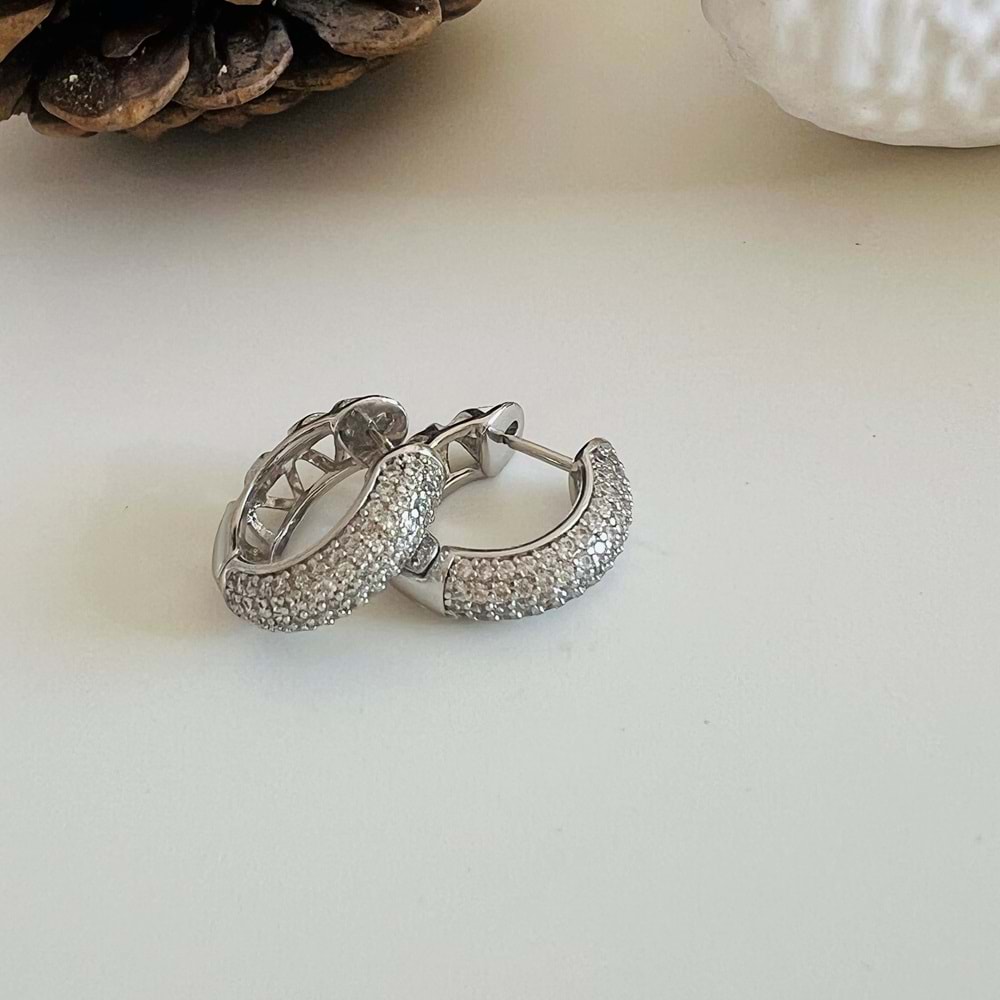 XUPING ZİRKON TAŞLI MİNİMAL HALKA KÜPE-GÜMÜŞ RENK ACR7602