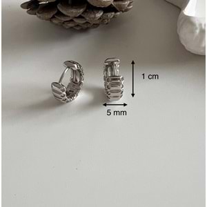 XUPING TAŞLI MİNİMAL HALKA KÜPE-GÜMÜŞ RENK ACR7838