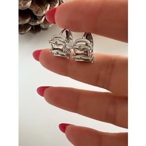 XUPING TAŞLI, GÖZ DETAYLI MİNİMAL HALKA KÜPE-GÜMÜŞ RENK ACR7842