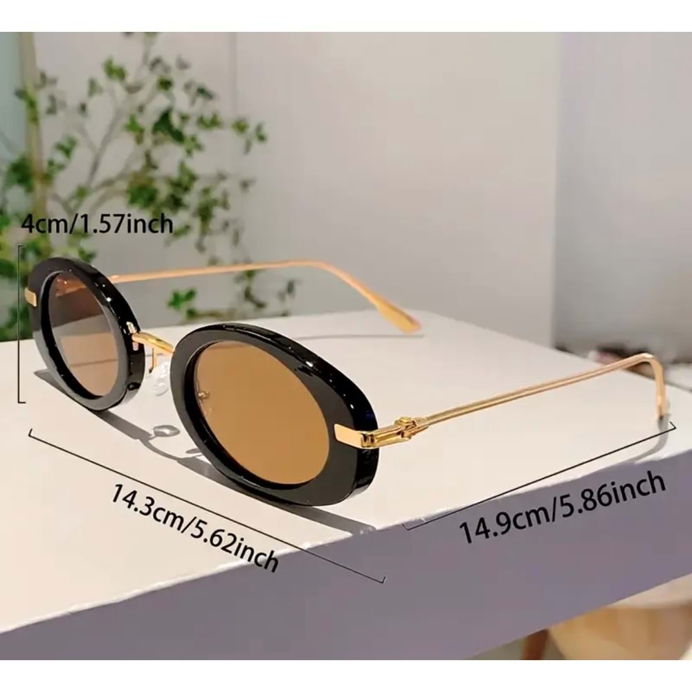 KADIN OVAL TASARIM GÜNLÜK MODA GÖZLÜK-SİYAH ÇERÇEVELİ TURUNCU ACR7888