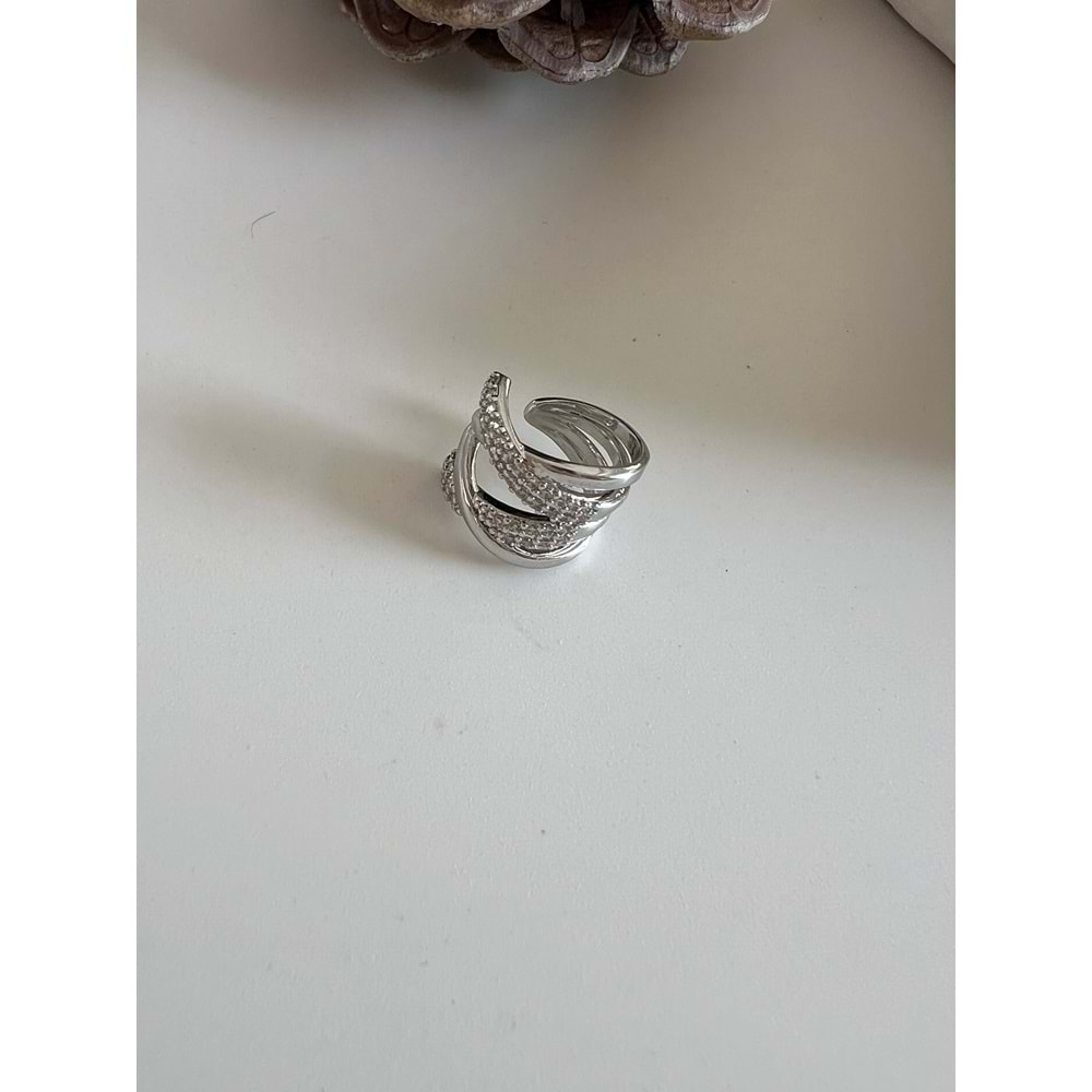 İÇ İÇE GEÇMELİ KIKIRDAK (EARCUFF) KÜPE-GÜMÜŞ RENK ACR7967