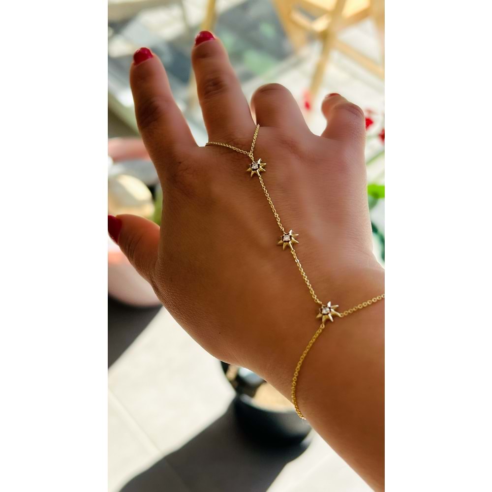 ÖZEL SERİ TAŞLI, YILDIZLI ŞAHMERAN-GOLD RENK ACR8154