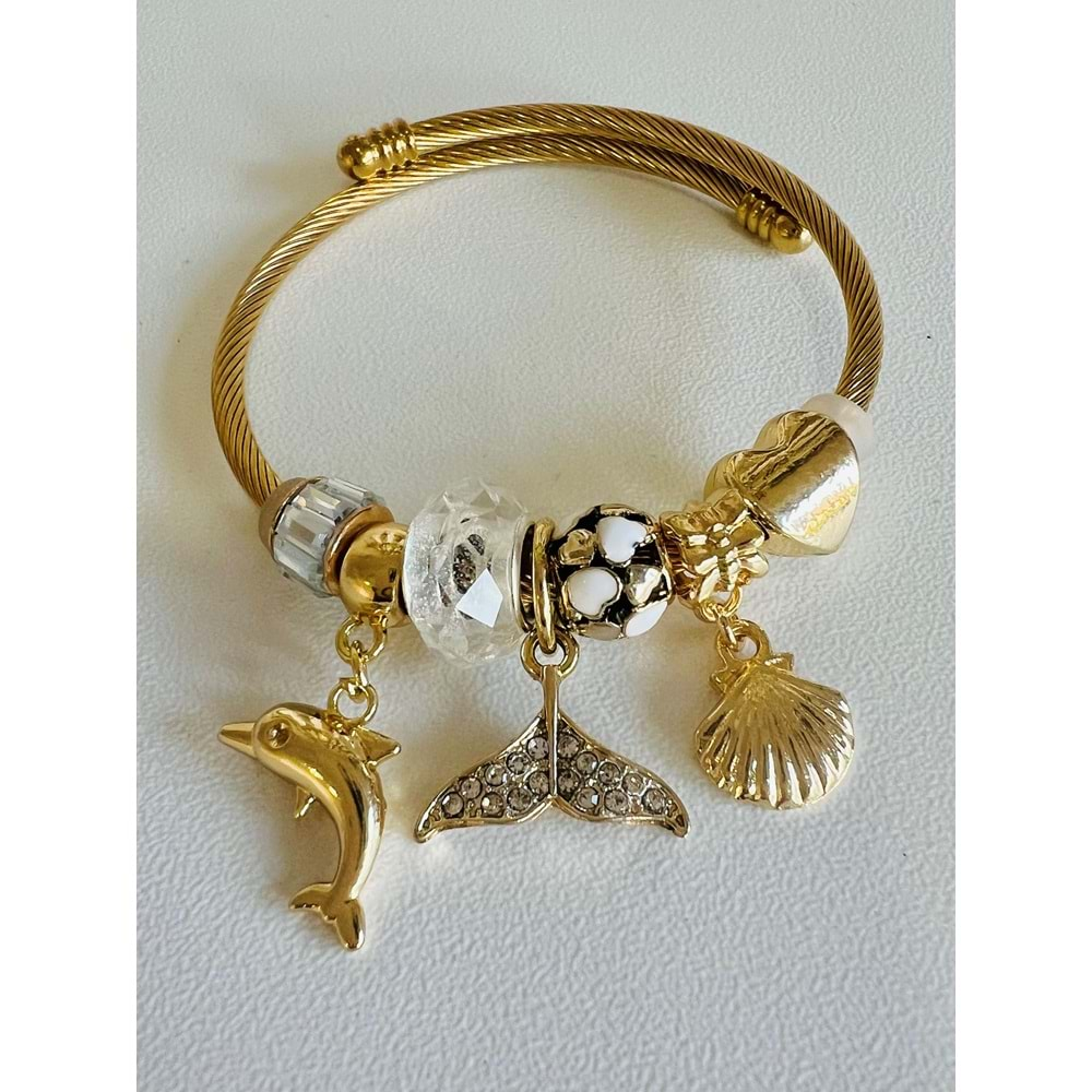 GOLD RENK YUNUS BALIKLI CHARM BİLEKLİK ACR8187